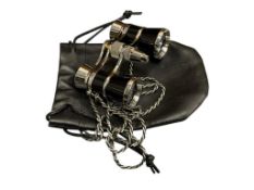 FANCY CHROME AND BLACK FINISH OPERA GLASSES WITH TWISTED CHAIN