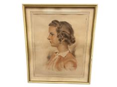 1940 ORIGINAL OIL PASTEL SIDE-VIEW PORTRAIT OF A WOMAN SIGNED BY THE ARTIST FEDERICO
