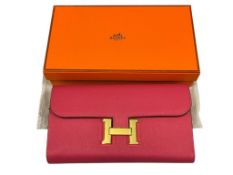 MARKED HERMES ROSE CONSTANCE VAUX EPSON LONG DESIGNER WALLET