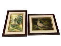 VINTAGE ORIGINAL ARTWORKS OIL ON BOARD AND WATERCOLOR ON PAPER