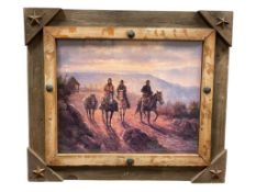 JOHN STANDFORD OKLAHOMA WESTERN ARTIST PRINT DEPICTS THREEE COWBOYS ON HORSEBACK