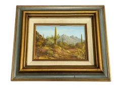 ORIGINAL MINIATURE SOUTHWEST DESERT OIL PAINTING ON CANVAS LANDSCAPE PAINTING SIGNED