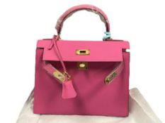 MARKED HERMES KELLY 28 ROSE POURPRE TOGO MADAME SELLIER DESIGNER HAND BAG