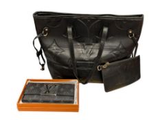 MARKED LOUIS VUITTON NEVERFULL MM MONOGRAM TOTE WITH MATCHING WALLET