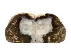 NATURAL AGATE POLISHED GEOLOGICAL BOOKENDS BROWN AND WHITE IN COLOR