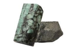 EMERALD IN MATRIX GEOLOGICAL SPECIMEN SAMPLE MINED IN BRAZIL, SEMI-POLISHED