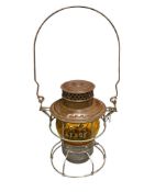 ATCHISON, TOPEKA & SANTA FE RAILWAY ADLAKE RAILROAD LANTERN WITH AMBER SHADE NO 250 KEROSENE LANT...