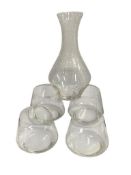 RIEDEL FINE CRYSTAL WINE CARAFE AND SET OF FOUR SCHOTT ZWIESEL CRYSTAL WINE GLASSES