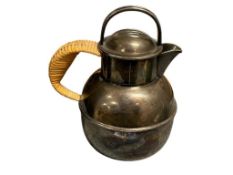 VINTAGE SILVERPLATE TEAPOT WITH WICKER WRAPPER HANDLE ENGLISH HALLMARK