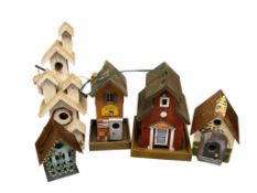 FIVE ARTS AND CRAFTS HAND MADE WOODEN BIRD HOUSES