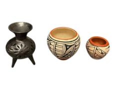 JEMEZ NATVE AMERICAN AND OAXACA MEXICO POTTERY BOWLS NEW MEXICO POTTERY BOWLS SIGNED ON BOTTOM