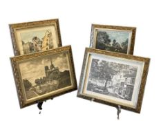 FOUR FRENCH ETCHINGS CITY SCENES TWO ARE TITLED 
