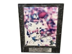 KEN STABLER (1945-2015) AUTOGRAPHED PHOTOGRAPH PLAQUE FORMER PROFESSIONAL FOOTBALL PLAYER