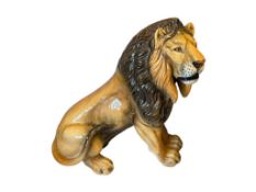 LARGE CERAMIC HAND PAINTED LION STATUE