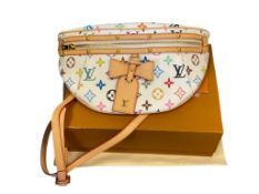 MARKED LOUIS VUITTON HIGH RISE BUMBAG WHITE MULTICOLOR MONOGRAM