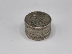 $5 FACE VALUE IN WALKING LIBERTY 90% SILVER HALF DOLLARS