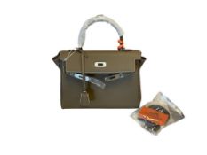 MARKED HERMES KELLY ETOUPE EPSOM SELLIER HANDBAG