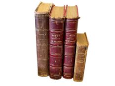 FOUR ANTIQUE 1800'S FRENCH BOOKS, WRITTEN IN FRENCH DATED 1860, 1873, AND 1894