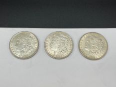 THREE 1921 U.S. MORGAN SILVER DOLLARS