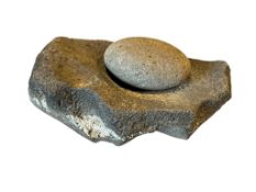 NATIVE AMERICAN METATE AND MANO GRINDING STONE CIRCA 20TH CENTURY NATIVE AMERICAN ARTIFACT