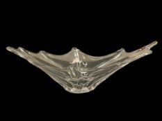 DAUM FINE FRENCH CRYSTAL SCALLOPED OBLONG BOWL HAND MADE