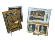 20TH CENTURY ADVERTISEMENT / RELIGOUS THERMOMETERS CIRCA 1940'S WITH COLORED ART