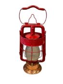 DIETZ KING FIRE KING AMERICAN LA FRANCE FIRE ENGINE CO LANTERN WITH MINI SQUARE PATTERN GLASS GLOBE