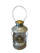 PERK PERKINS NAUTICAL GALVANIZED MARITIME LANTERN WITH PIERCED BASE AND HAT, ORIGINAL PERKO GLOBE