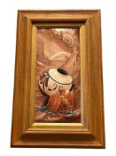 SOUTHWEST NATIVE AMERICAN TOOLED LEATHER ART BY ROGER ANND MARIE KULL DECORATED WITH TURQUOISE