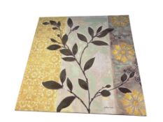CYNTHIA COLUTER HAND EMBELISHED HOME DECOR PRINT ON CANVAS OF FLOWERS FEATURING GOLD TONES