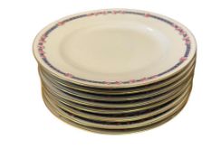 C. AHRENFELDT LIMOGES DEPOSE DESERT PLATES FLORAL PINK AND COBALT DESIGN MADE IN FRANCE SET OF EI...