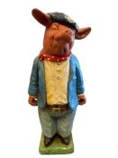 TURN OF THE CENTURY ANTIQUE BUTCHER SHOP DISPLAY PLASTER PIG, HAND PAINTED
