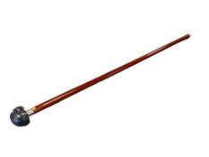 HIGH GLOSS CHERRY FINISH WALKING STICK WITH FAUX STONE HANDLE