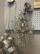 HAMPTON BAY 3-LIGHT CHROME FINISH PENDANT LIGHT FIXTURE WITH TEARDROP SHAPED CRYSTAL PRISMS