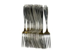 SET OF 12 TIFFANY & CO. 1902 MARQUISE PATTERN STERLING SILVER DINNER FORKS