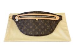 MARKED LOUIS VUITTON HIGH RISE BUM BAG BROWN MONOGRM WITH DUST COVER