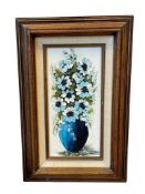 ORIGINAL HEAVY ACRYLIC ON CANVAS STILL-LIFE ON CANVAS BLUE FLOWERS, BLUE VASE ARTIST SIGNED NEWILL