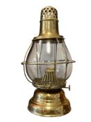 VINTAGE MARITIME NAUTICAL BRASS SHIPS LANTERN WITH CLEAR GLASS GLOBE MARKED HB&H