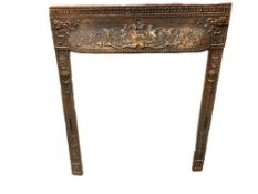 ANTIQUE DECORATIV COPPER RELIEF FIREPLACE SURROUND, 3-PIECE SET