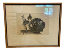 L. MAGOUILLARD 1944 SAN FRANCISCO CABLE CAR SILHOUETTE PRINT O'FARREELL JONES & HYDE STREET