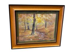 JOHN ELWOOD BUNDY AMERICAN ARTIST ORIGINAL WATERCOLOR OF A PARK IN RICHMOND, INDIANA