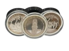 THREE RARE 1991 AND 1992 TROPICANA RESORT & CASINO .999 FINE SILVER $5 GAMING TOKENS