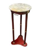 MARBLE TOPPED CHERRY-STAINED PLANT STAND