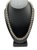 VINTAGE NAVAJO PEARLS STERLING SILVER BEAD NECKLACE
