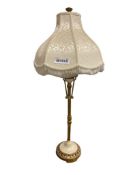 DECORATIVE NEO CLASSICAL STYLED GILT ACCENT TABLE LAMP WITH FRINGED LAMP SHADE