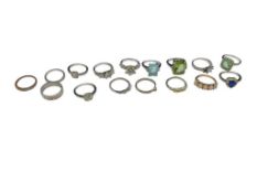 ASSORTED SILVER TONED FASHION RINGS FEATURING SYNTHETIC STONES