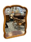 VINTAGE MAPLE WOOD FRAMED SCALLOPED EDGE MIRROR