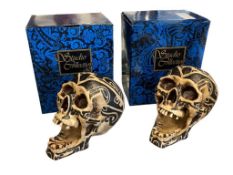 THREE STUDIO COLLECTION TRIBAL TATTOO LAUGHING SCREAMING SKULL FIGURES