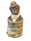 19TH CENTURY JOHANN MARESCH EARTHENWARE BULLDOG TOBACCO JAR CIGAR HUMIDOR