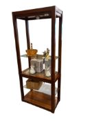 ELEGANT WOOD AND GLASS THREE TIER LIGHTED CURIO SHELF